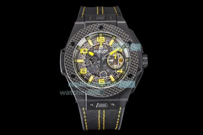 Swiss HUB1241 Hublot Replica Big Bang Skeleton Dial Black Case Rubber Strap Watch